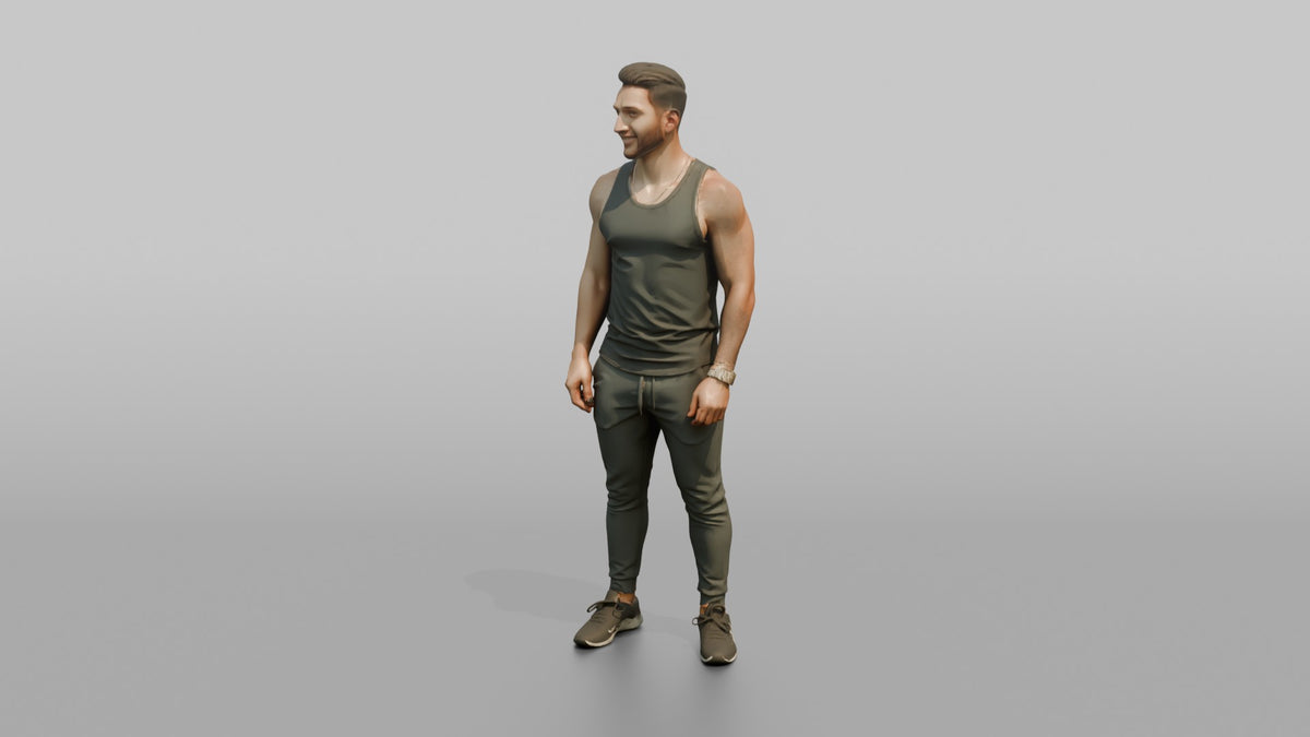 Fitness Influencer Man Standing With A Confident Stance, Hands Loosely At Sides - 3D character model, view 4
