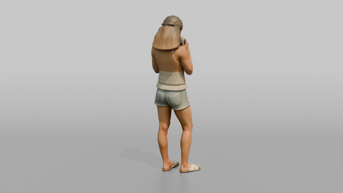Vacationer Wearing Crochet Summer Top And Shorts
