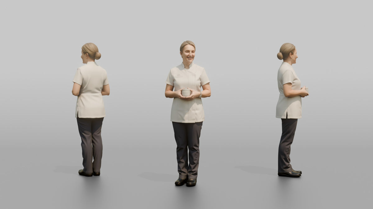 Esthetician Man Holding A Jar Of Face Cream - 3D character model, view 1