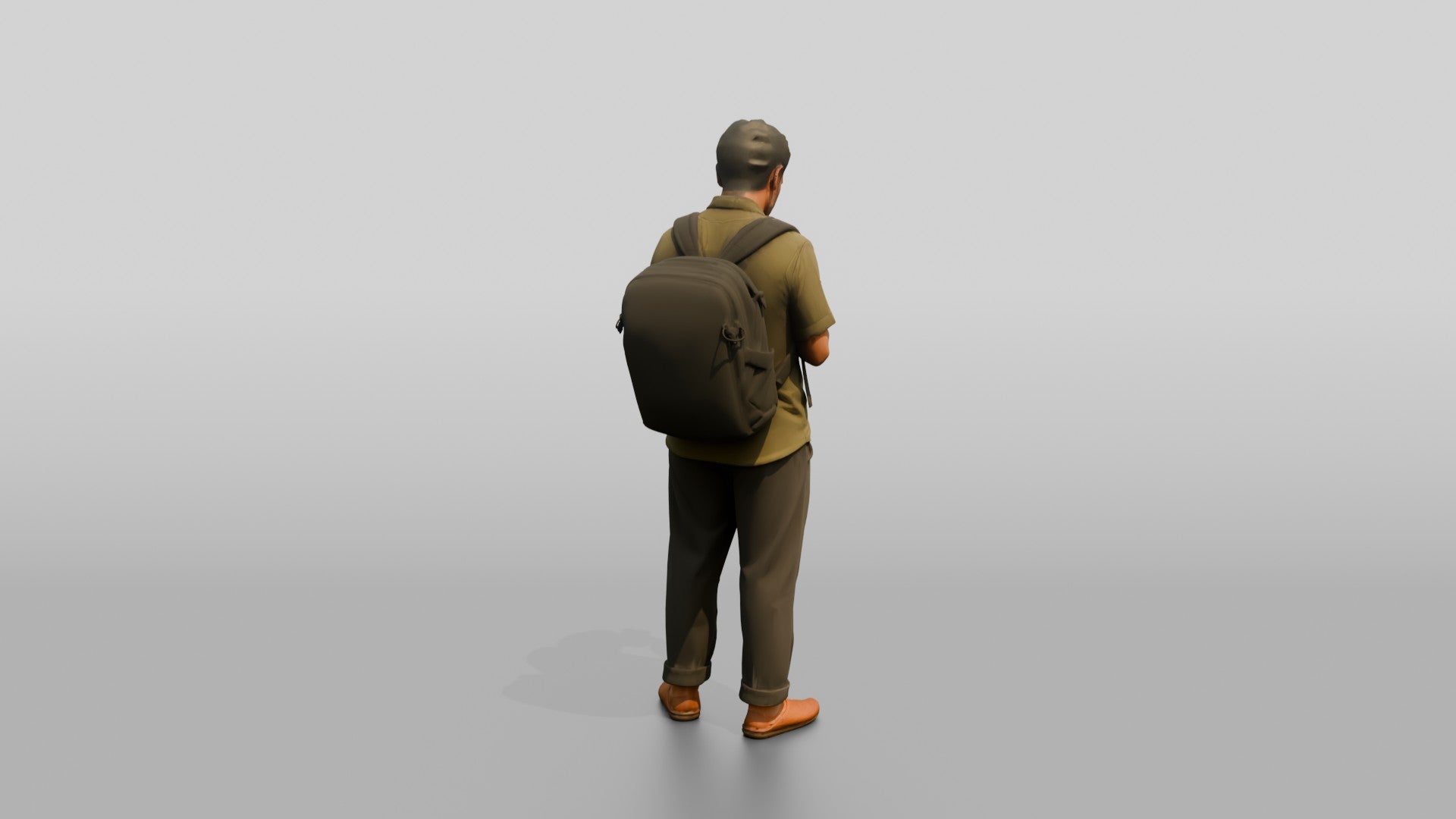 African Man with a Backpack Checking His Phone