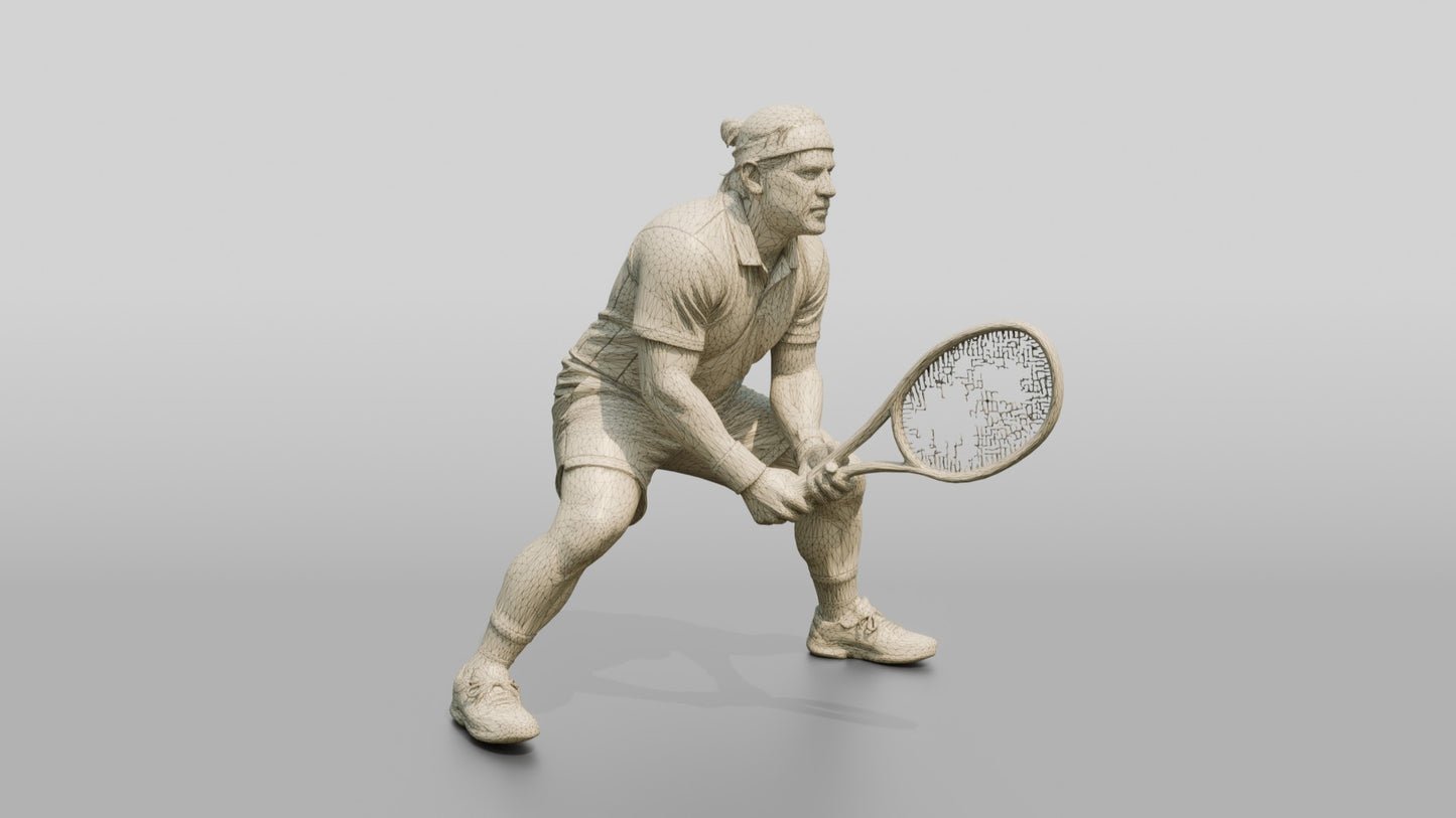 Male Tennis Player in a Wide Defensive Stance