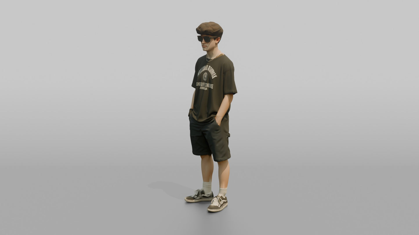 Teenager Posing in a Skate Tee and Sunglasses