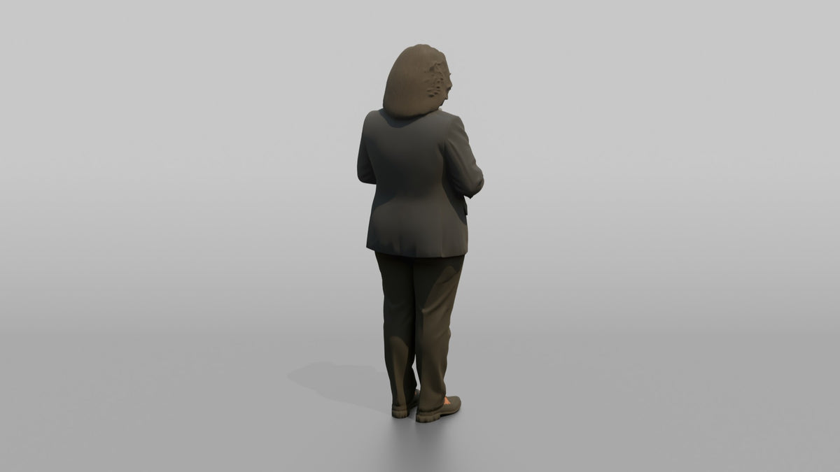 Receptionist Woman Adjusting Their Blazer - 3D character model, view 3