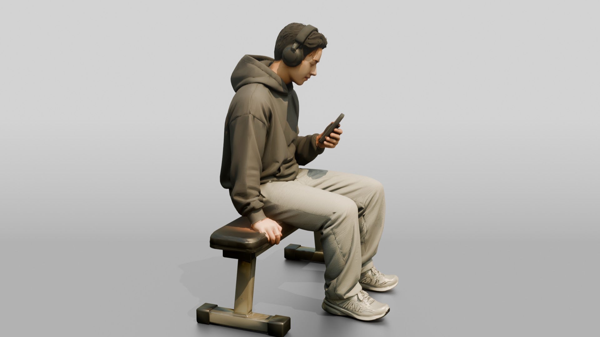 Man Sitting Checking Smartphone