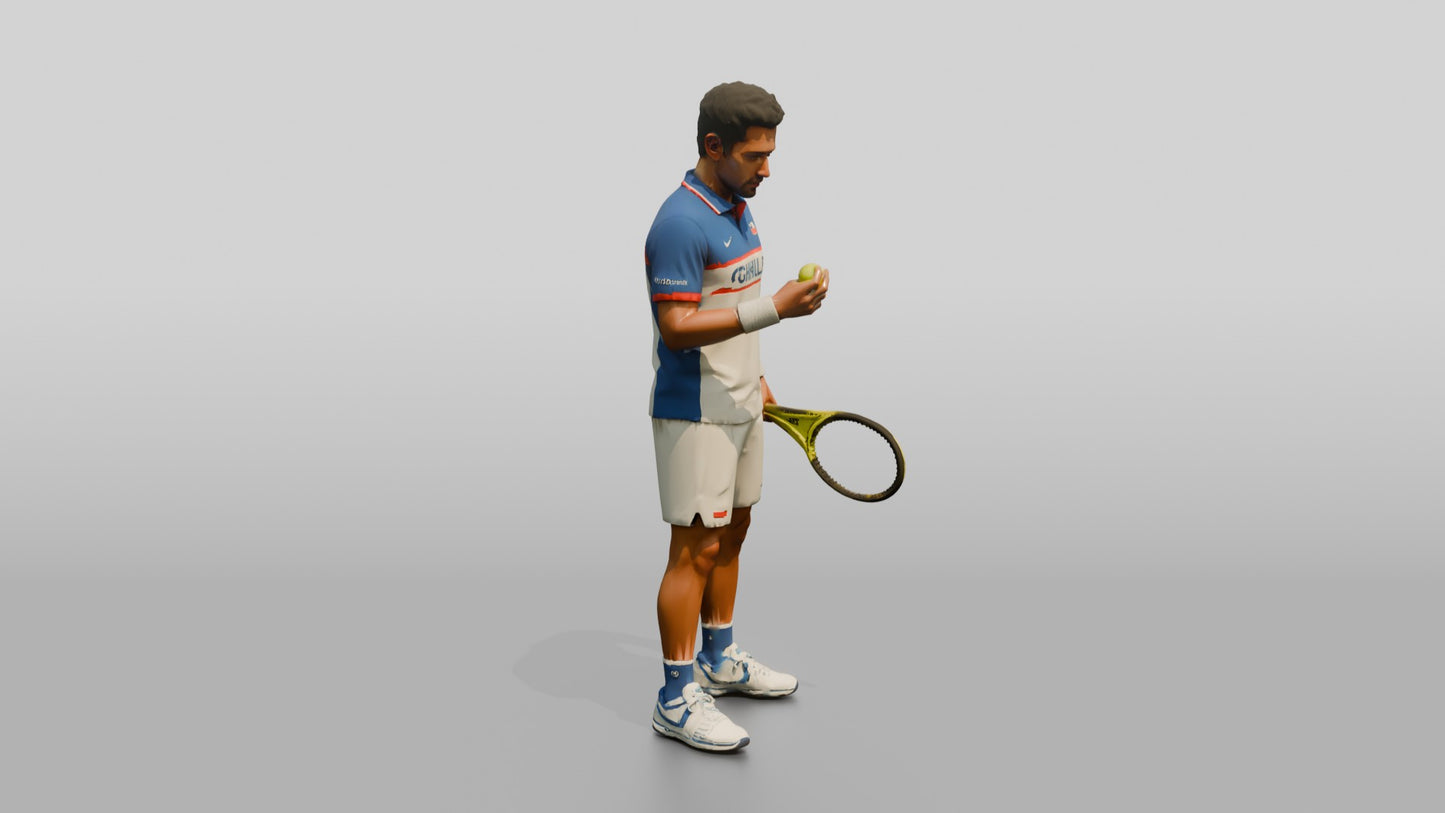 Male Tennis Player Inspecting the Ball Before Serving
