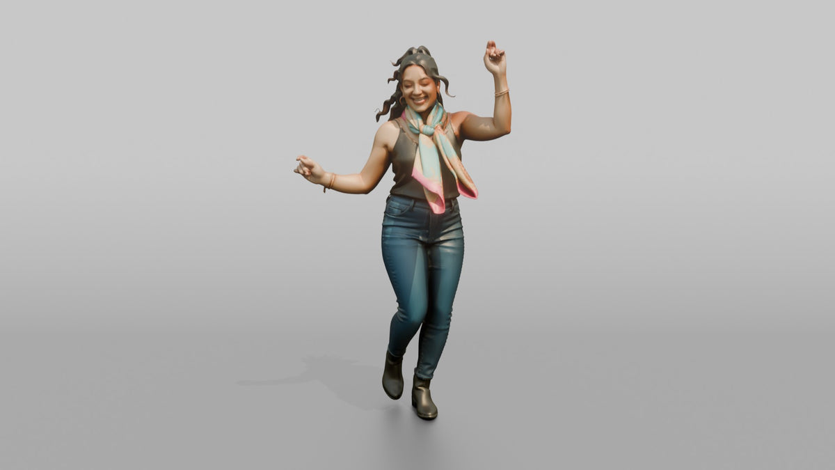 Patron Woman Dancing With A Bright Silk Scarf Tied Around The Neck - 3D character model, view 4