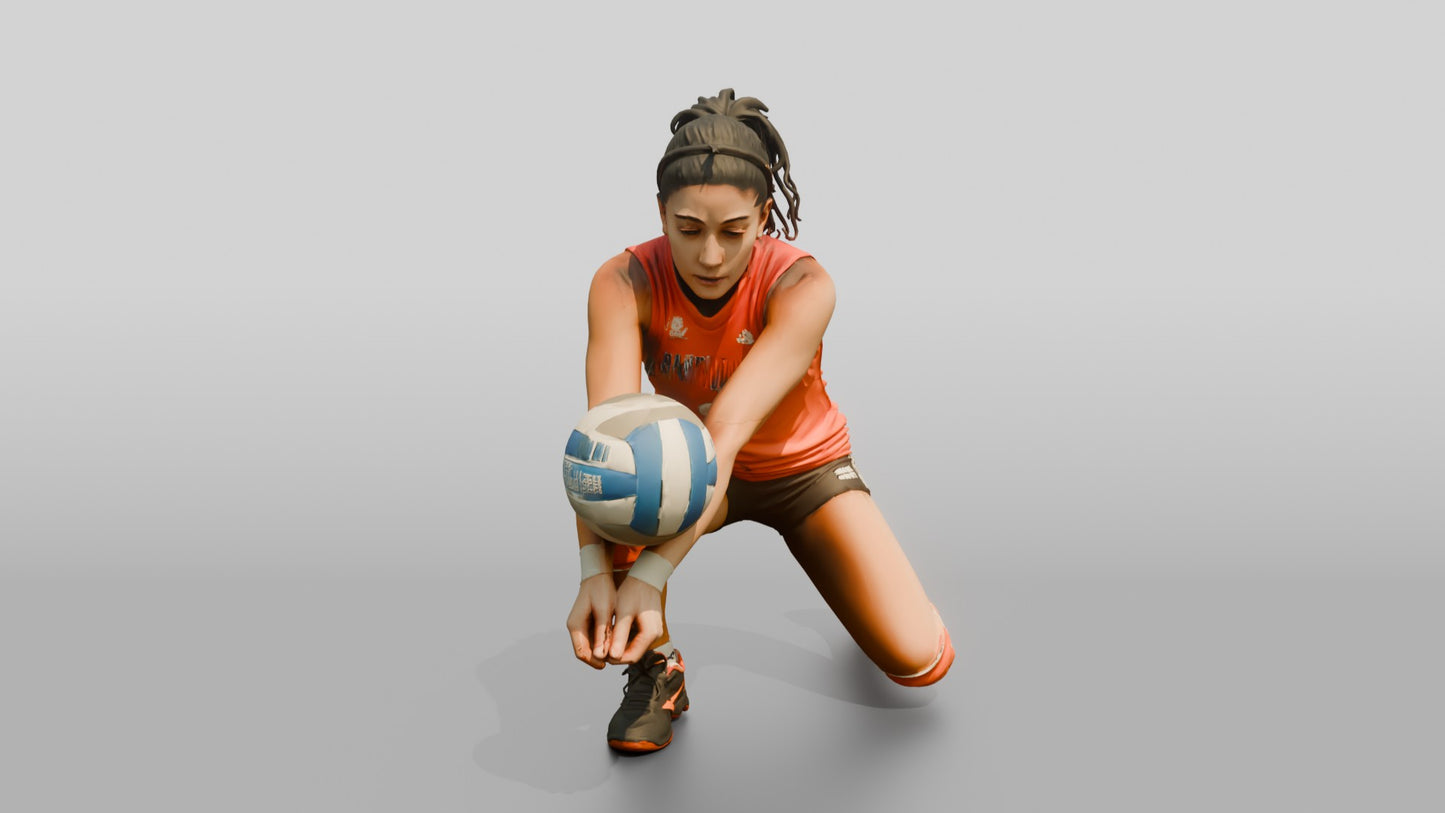 Female Volleyball Player in Orange Jersey