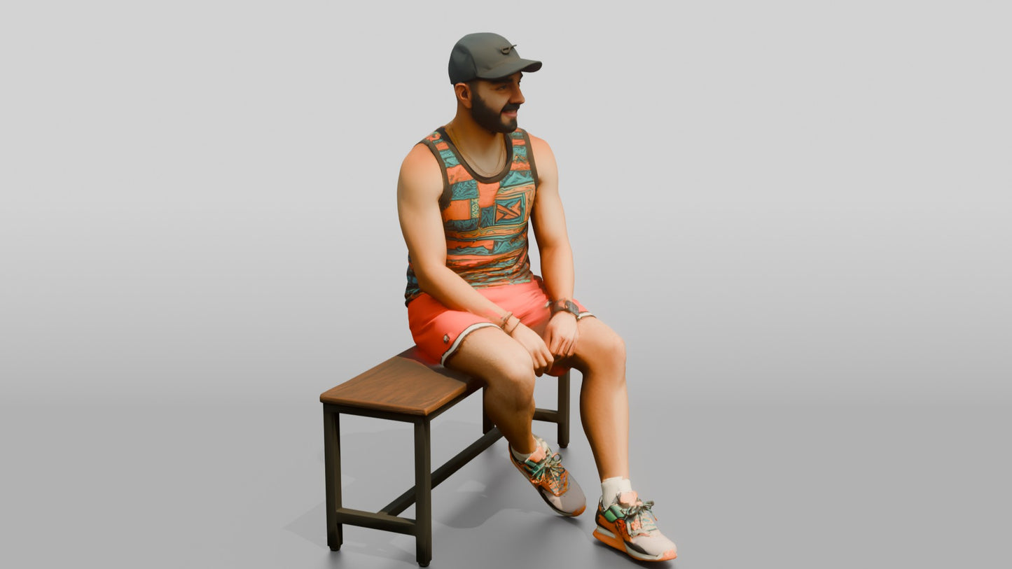 Latino Man in Colorful Athletic Tank