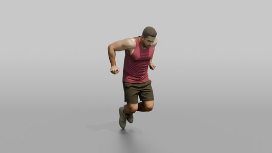 Bodyweight Athlete Man Mid-rep Of A Tricep Dip - 3D character model