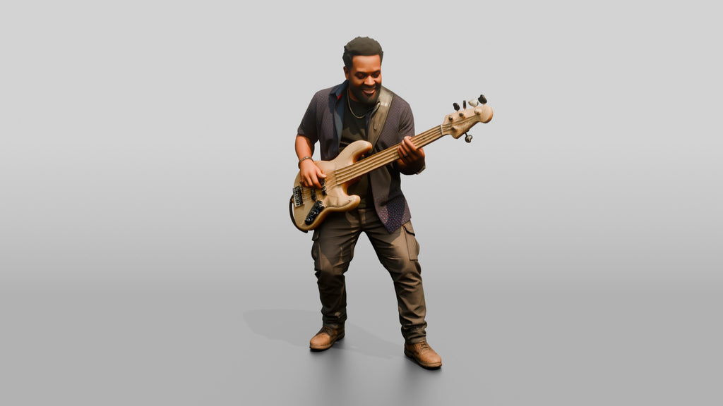 Funk Bassist Slapping Electric Bass