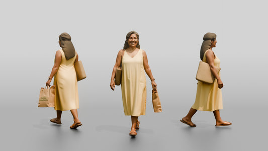 Curvy Middle-Aged Italian Woman Holding a Paper Shopping Bag