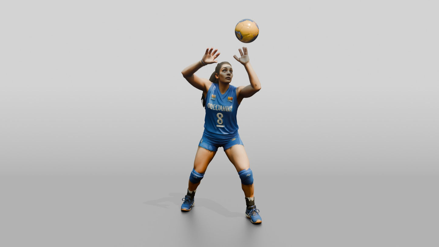 South Asian Female Volleyball Player in Royal Blue Uniform