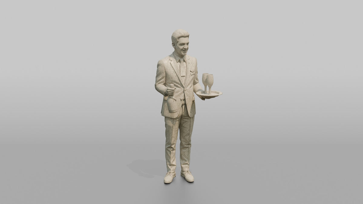 Southeast Asian Co-Pilot Waving Hello - wireframe topology preview