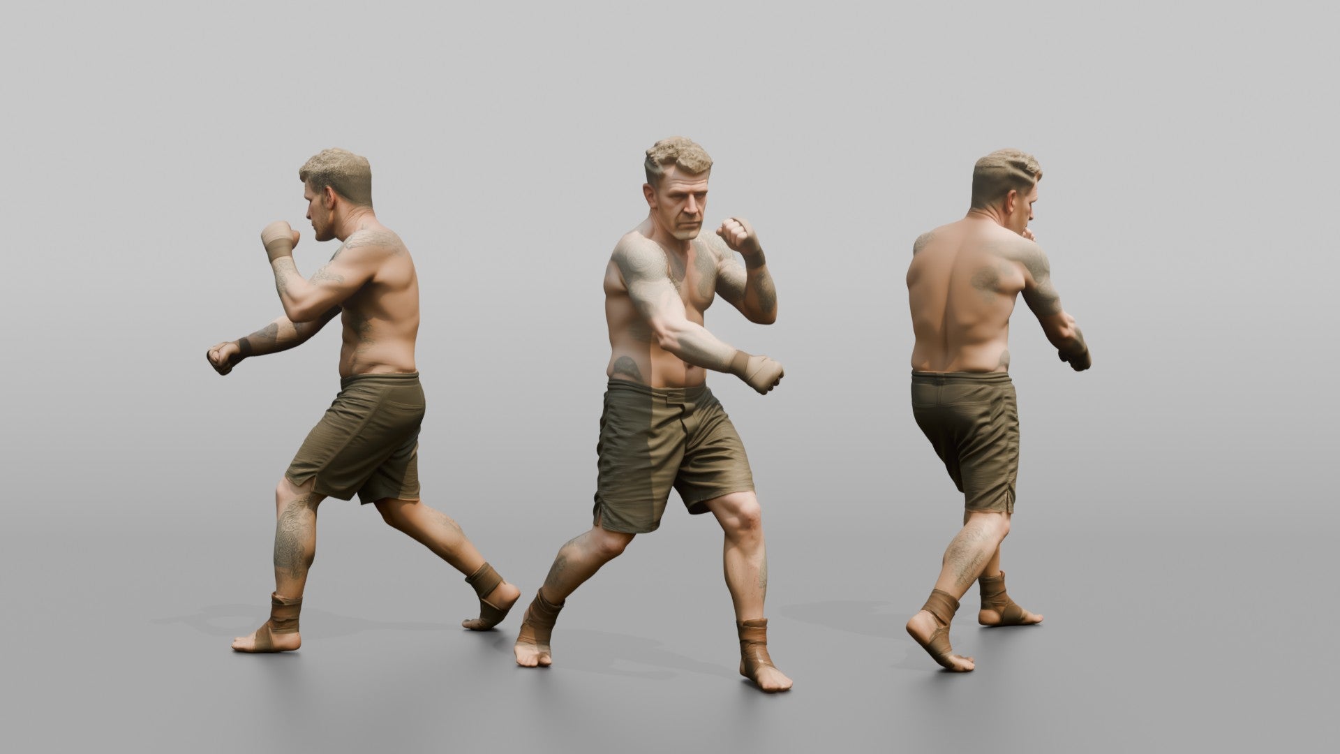 Bare-Knuckle Fighter Winding Up a Right Cross