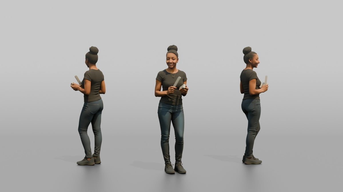 Nail Technician Man Holding A Nail File And Buffer - 3D character model, view 1