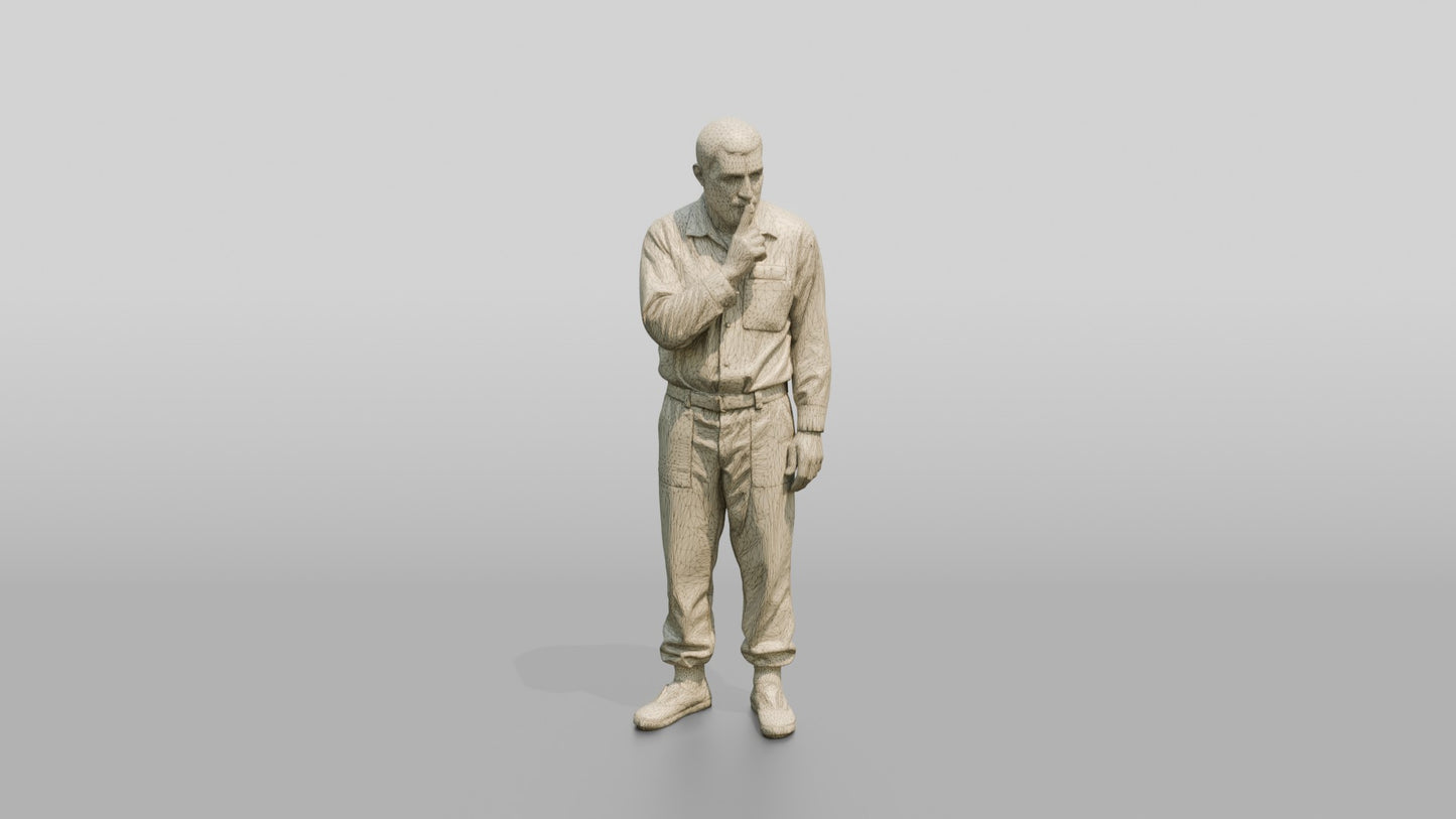 Middle Eastern Male Prisoner in a Dark Green Uniform