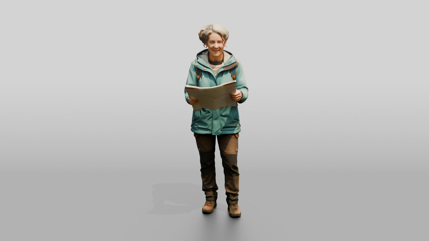 Woman Navigating Market with Map