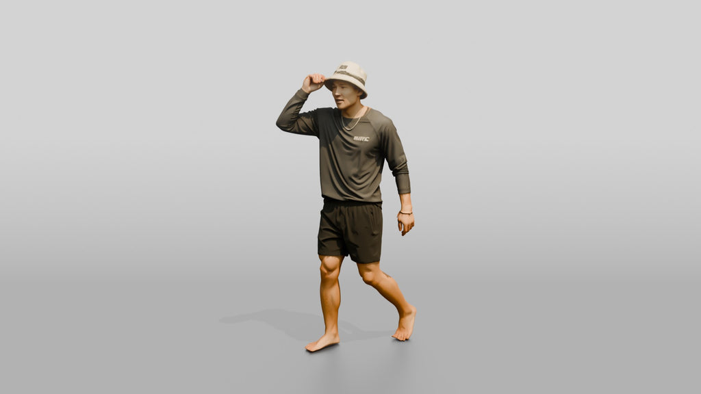 Man Adjusting Bucket Hat Brim