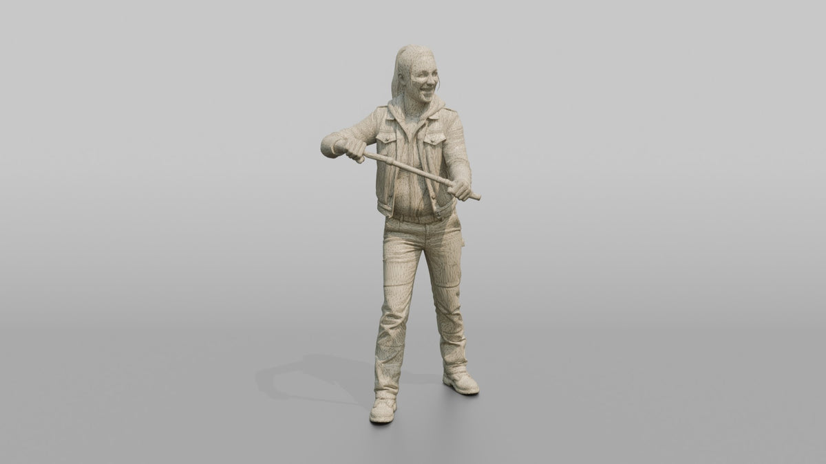 Farmer Turning Wrench Working Under Open - wireframe topology preview