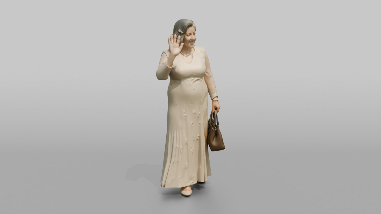 Elderly Latina Bride Waving Gracefully