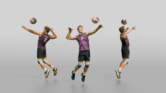 Caucasian Male Volleyball Player in Purple Jersey