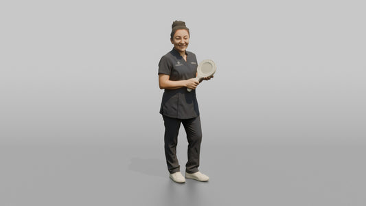 Esthetician Woman Holding A Magnifying Skincare Lamp - 3D character model