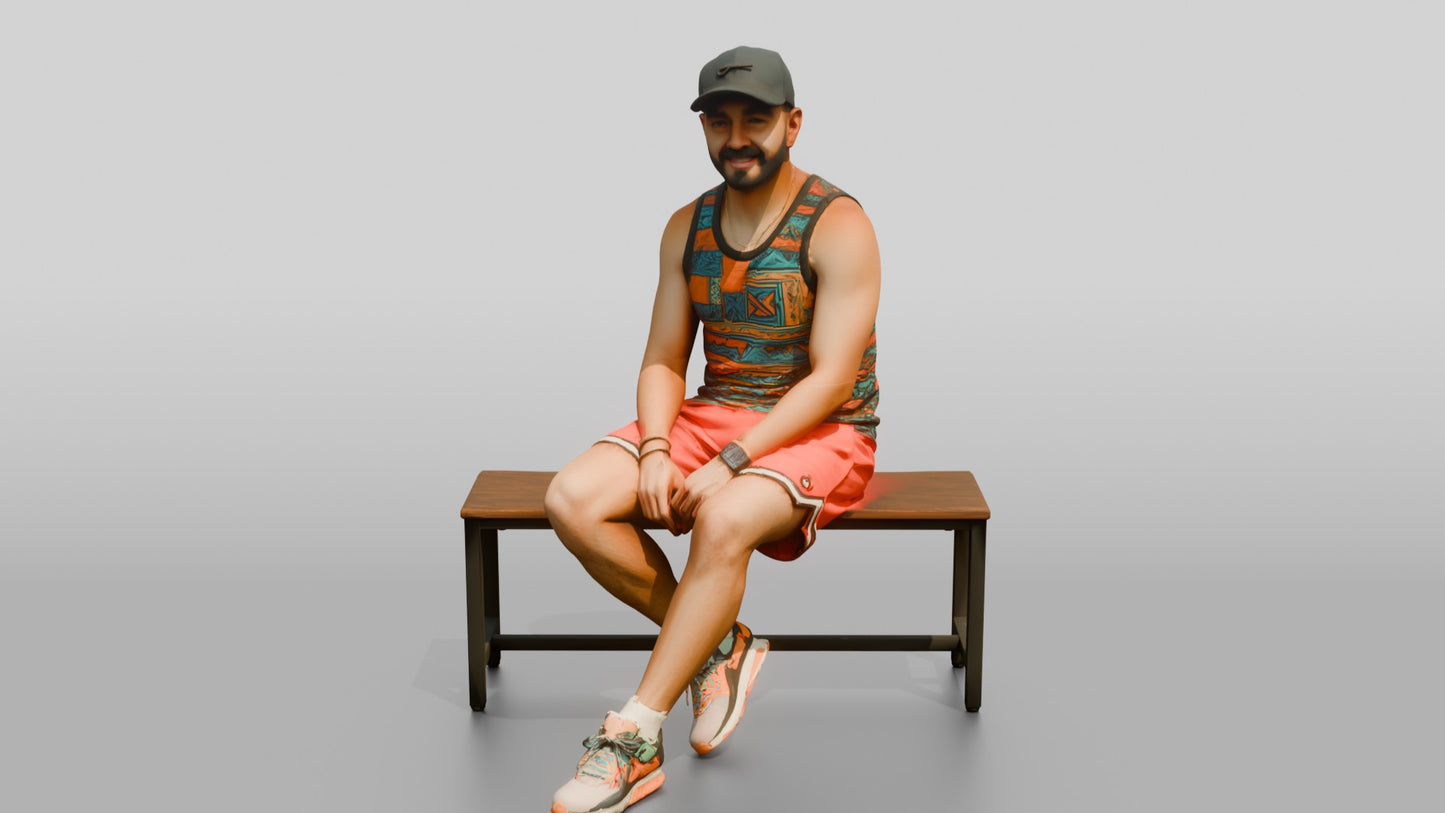 Latino Man in Colorful Athletic Tank