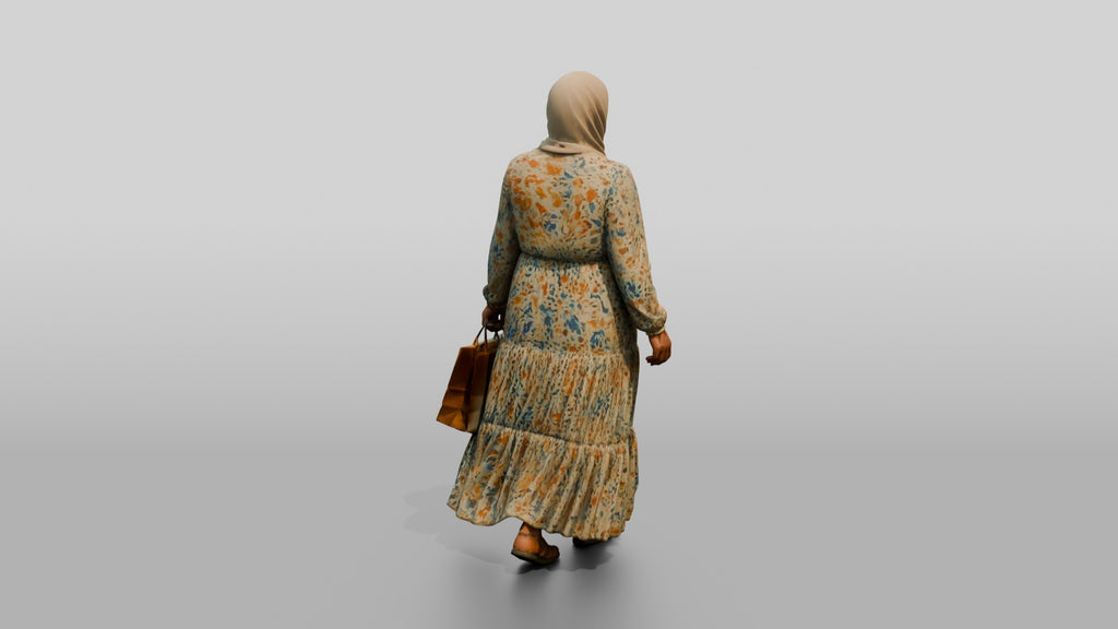 Plus-Size Young Iraqi Woman in Hijab and Maxi Dress