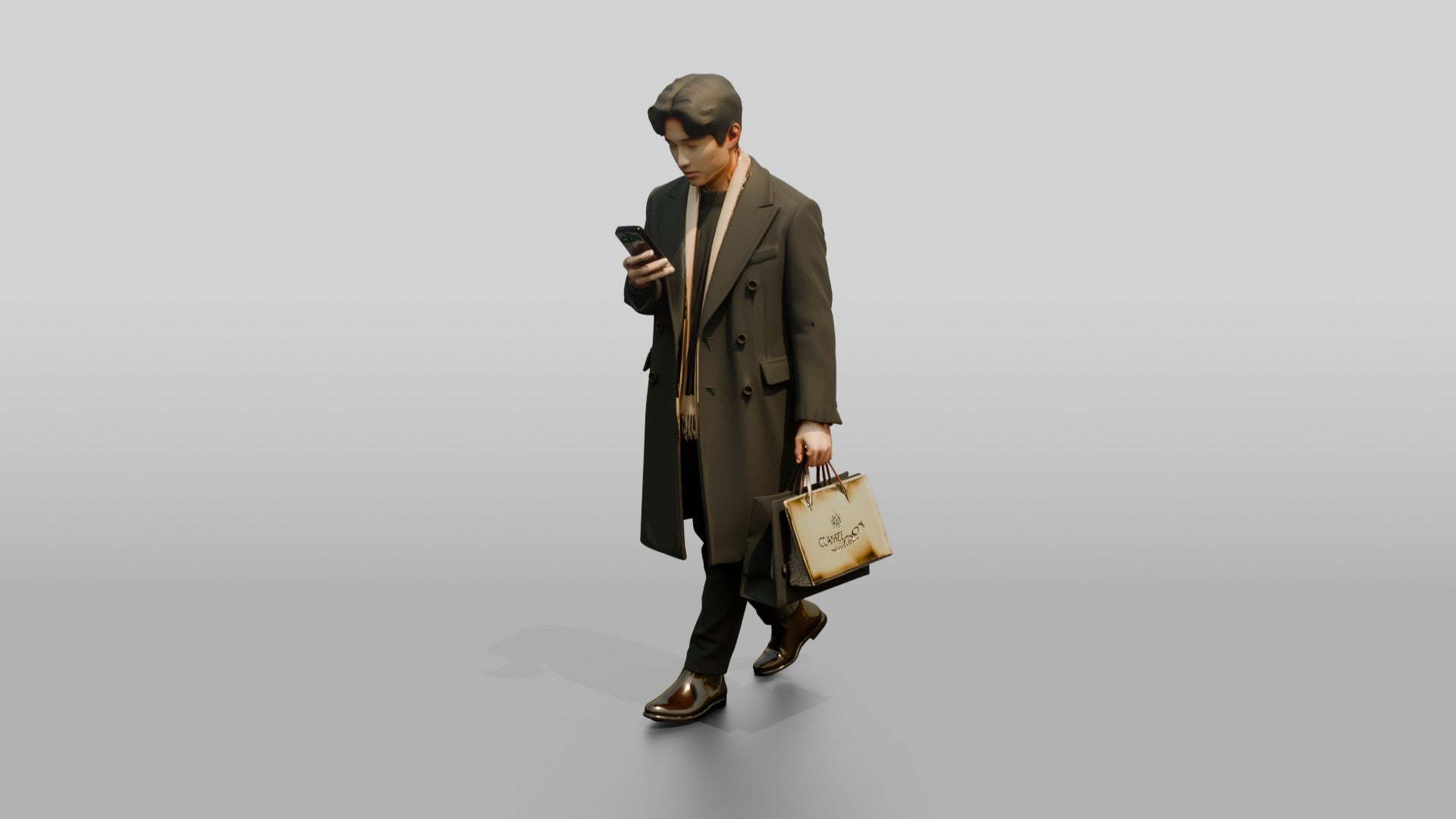 Man Checking Phone While Shopping
