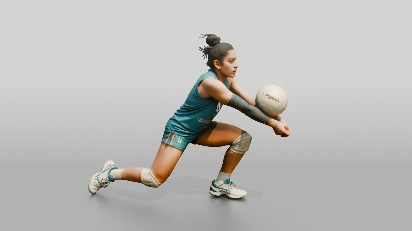 South Asian Female Volleyball Player in Teal Uniform