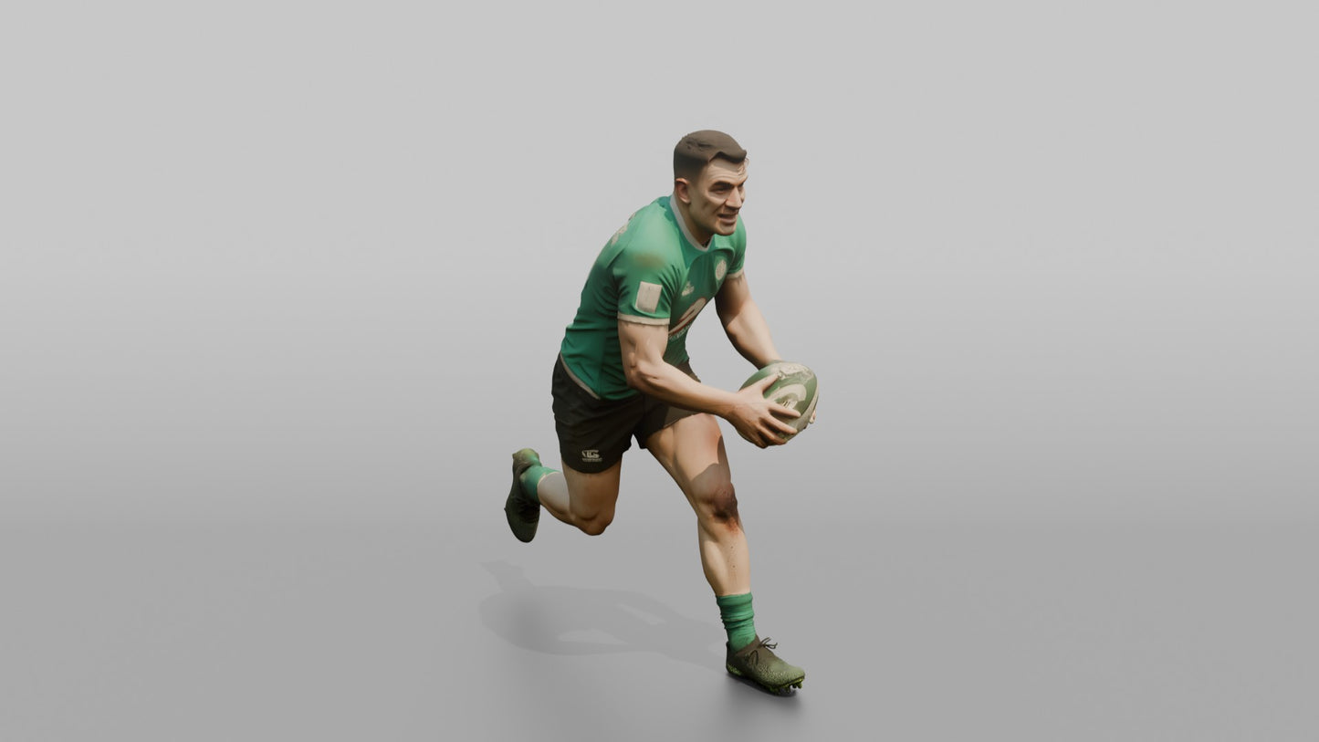 Irish Flanker Carrying the Ball in Two Hands