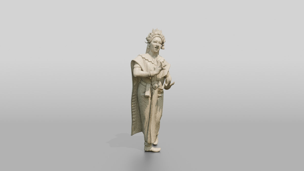Classical Dancer and Singer with Hand Mudras - wireframe topology preview