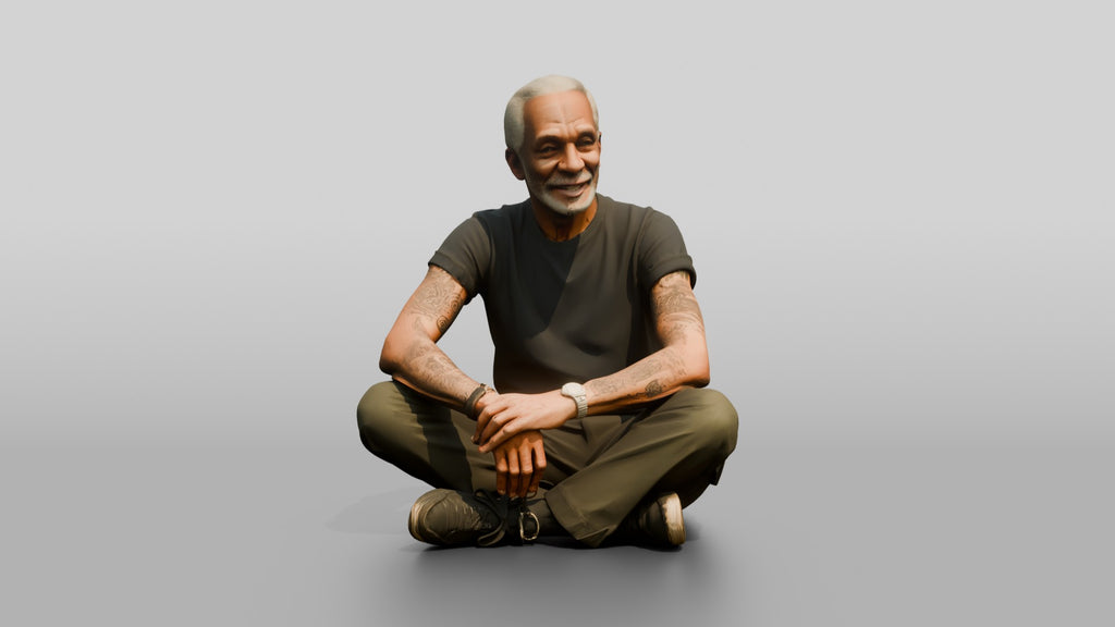 Homeless Man Sitting Cross-legged