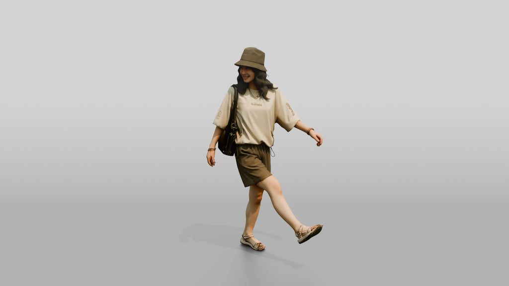 Woman Kicking Up Wet Sand Walking