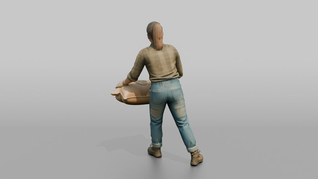 Farmer Loading Burlap Sacks Of Potatoes Onto Wooden