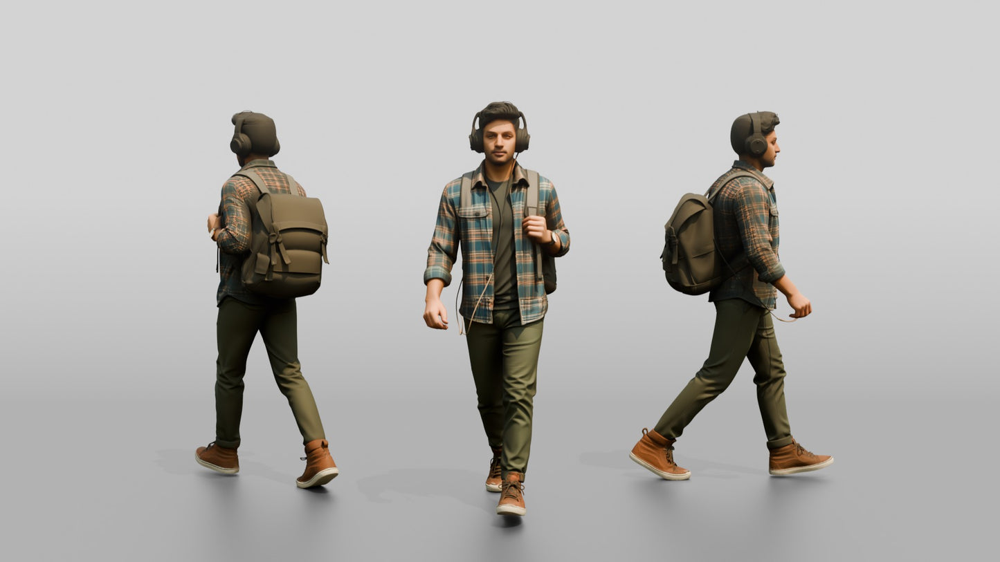 Man Walking with a Backpack