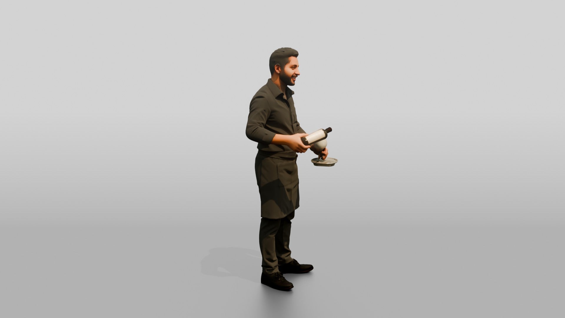Server Holding a Bottle of Red Wine