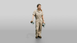 Mechanic Resting Hand on Engine Block - 3D character model, view 1
