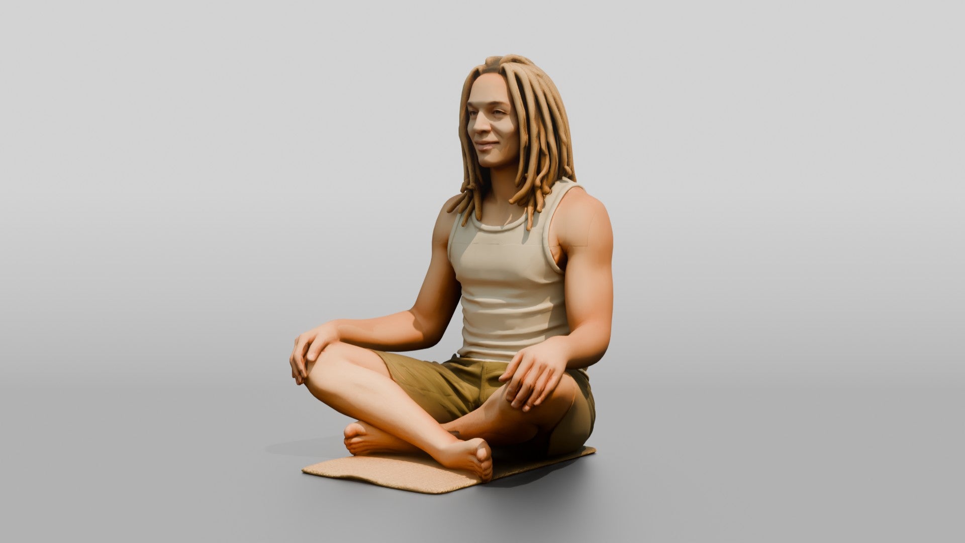 Man Meditating with Dreadlocks