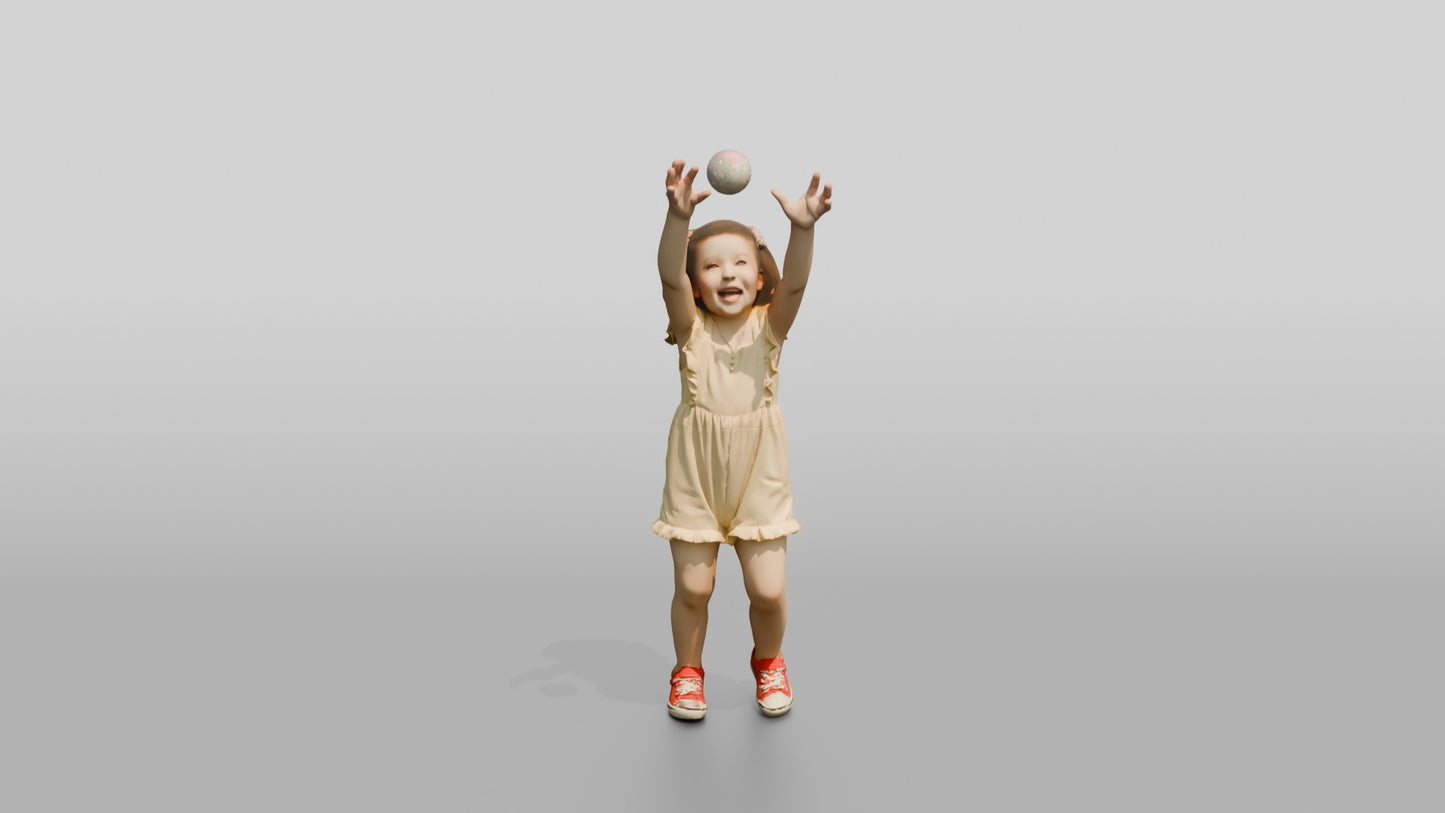 Toddler Croatian Girl Reaching for a Soap Bubble