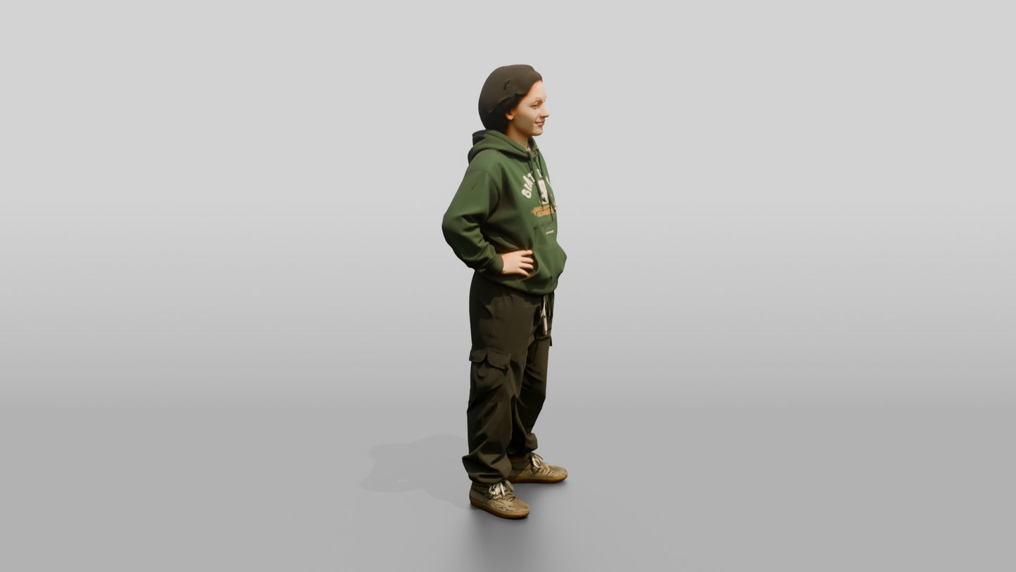 Skater Style Woman in Hoodie