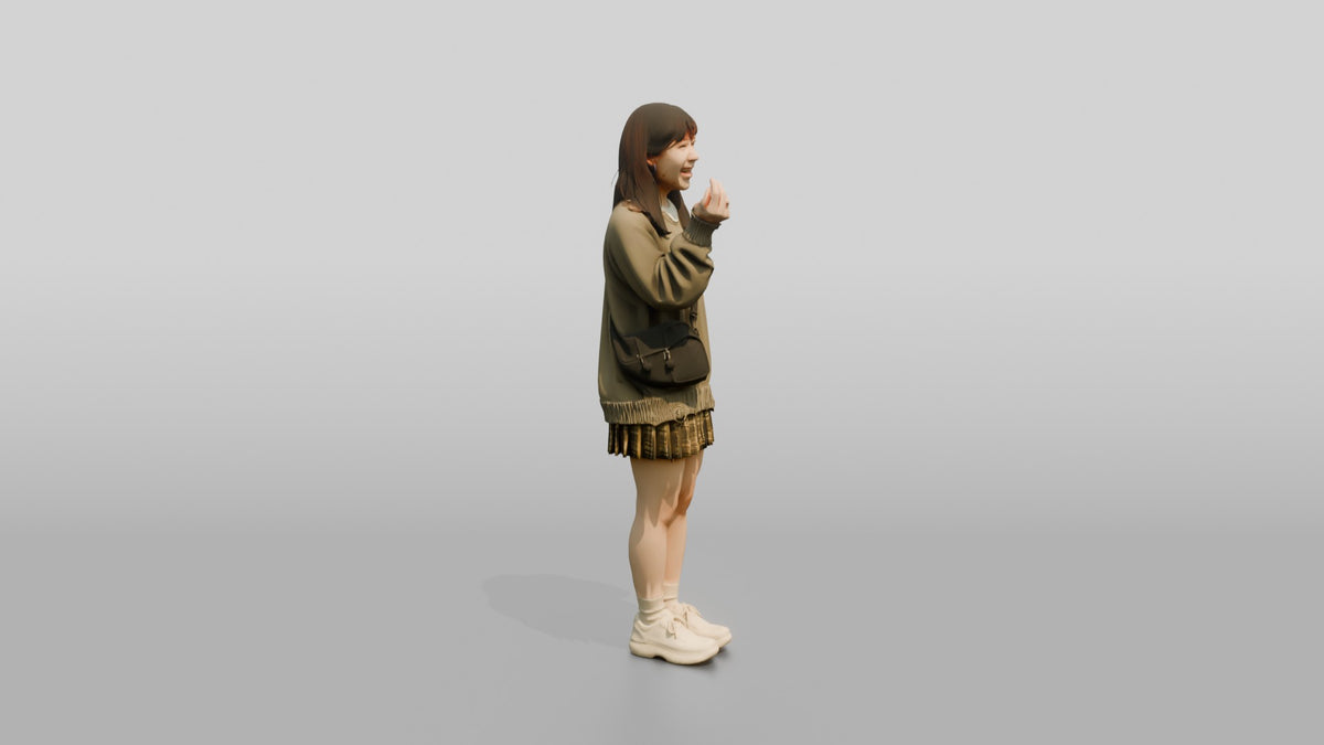 Asian Woman Laughing and Snapping Fingers - 3D character model, view 2