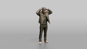 Protester Man Putting On a Bandana - 3D character model, view 1