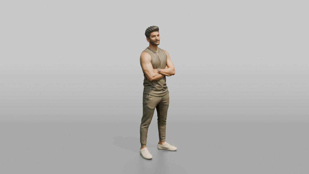 Fitness Influencer Man Standing Tall, Chin Up, Confident Expression - 3D character model