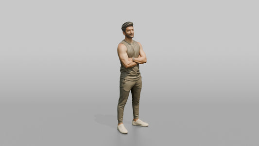 Fitness Influencer Man Standing Tall, Chin Up, Confident Expression - 3D character model