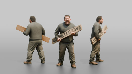 Protester Man Holding a Protest Sign