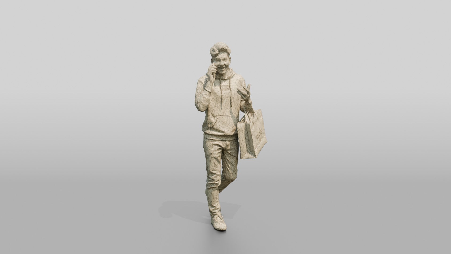 Young Chinese Man Shopping and Talking on Phone