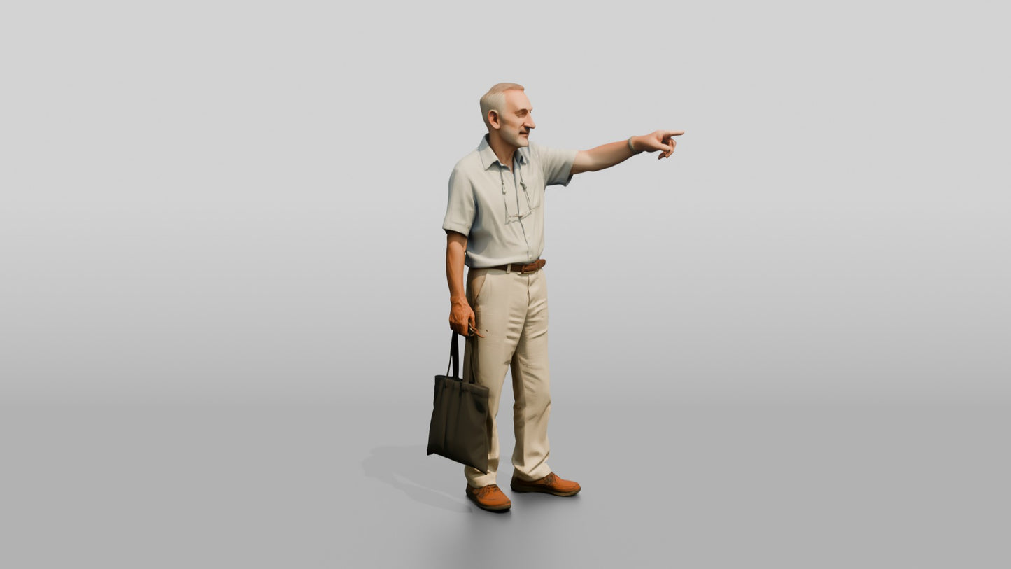 Elderly Tall Croatian Man Pointing at the Distance