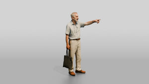 Elderly Tall Croatian Man Pointing at the Distance - 3D character model, view 1