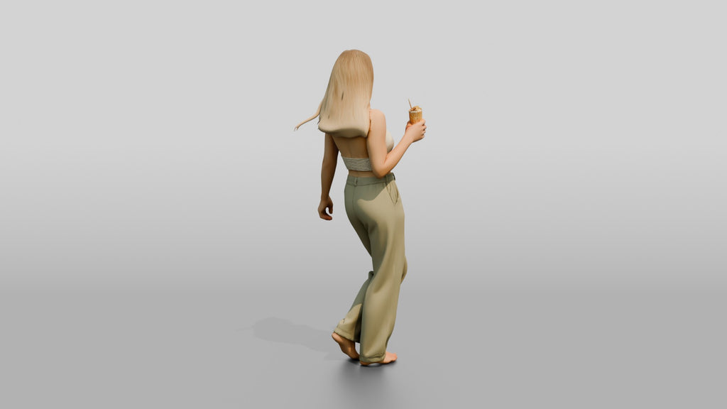 Woman with a Cocktail in Olive Pants